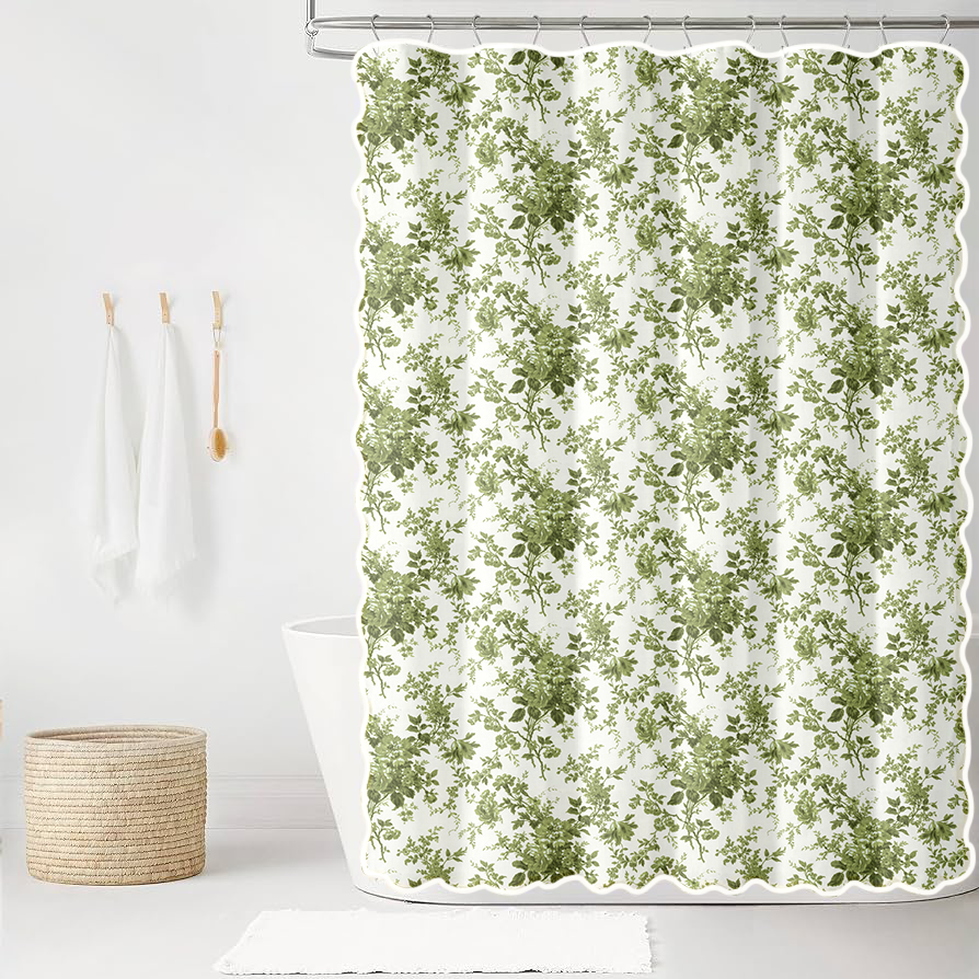 Keaton in Eloise Scalloped Edge Shower Curtain