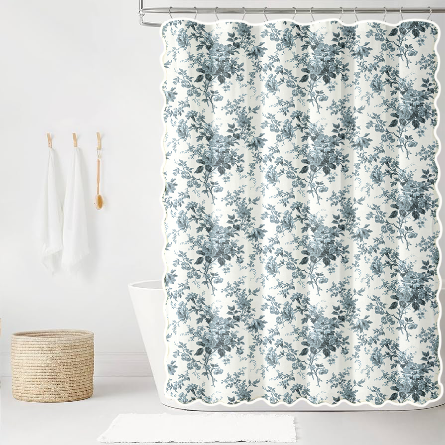 Keaton in Sanctuary Scalloped Edge Shower Curtain