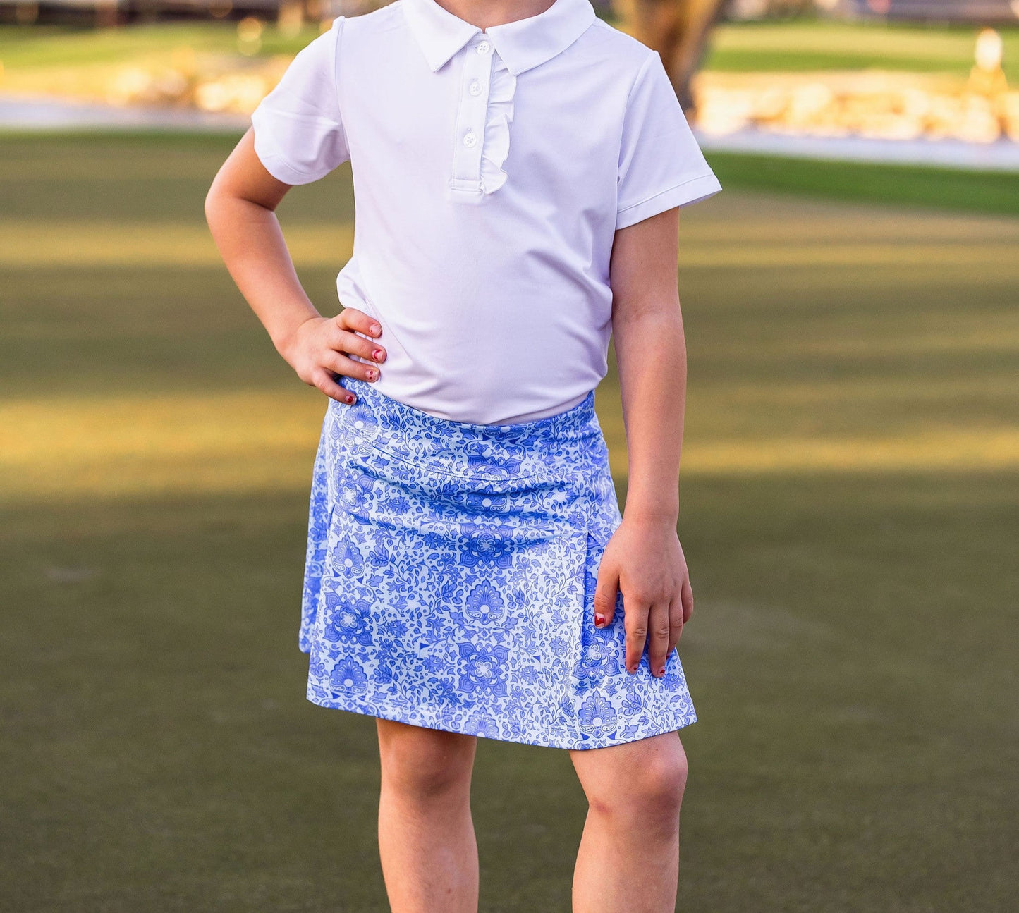 Girls Steffi Layered Hem Skort  -Riviera Glacial Blue
