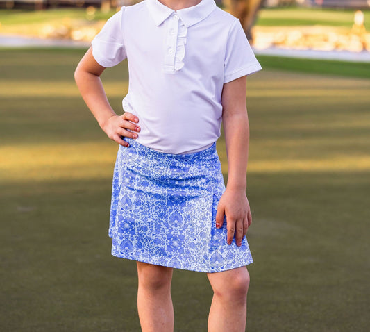 Girls Steffi Layered Hem Skort  -Riviera Glacial Blue