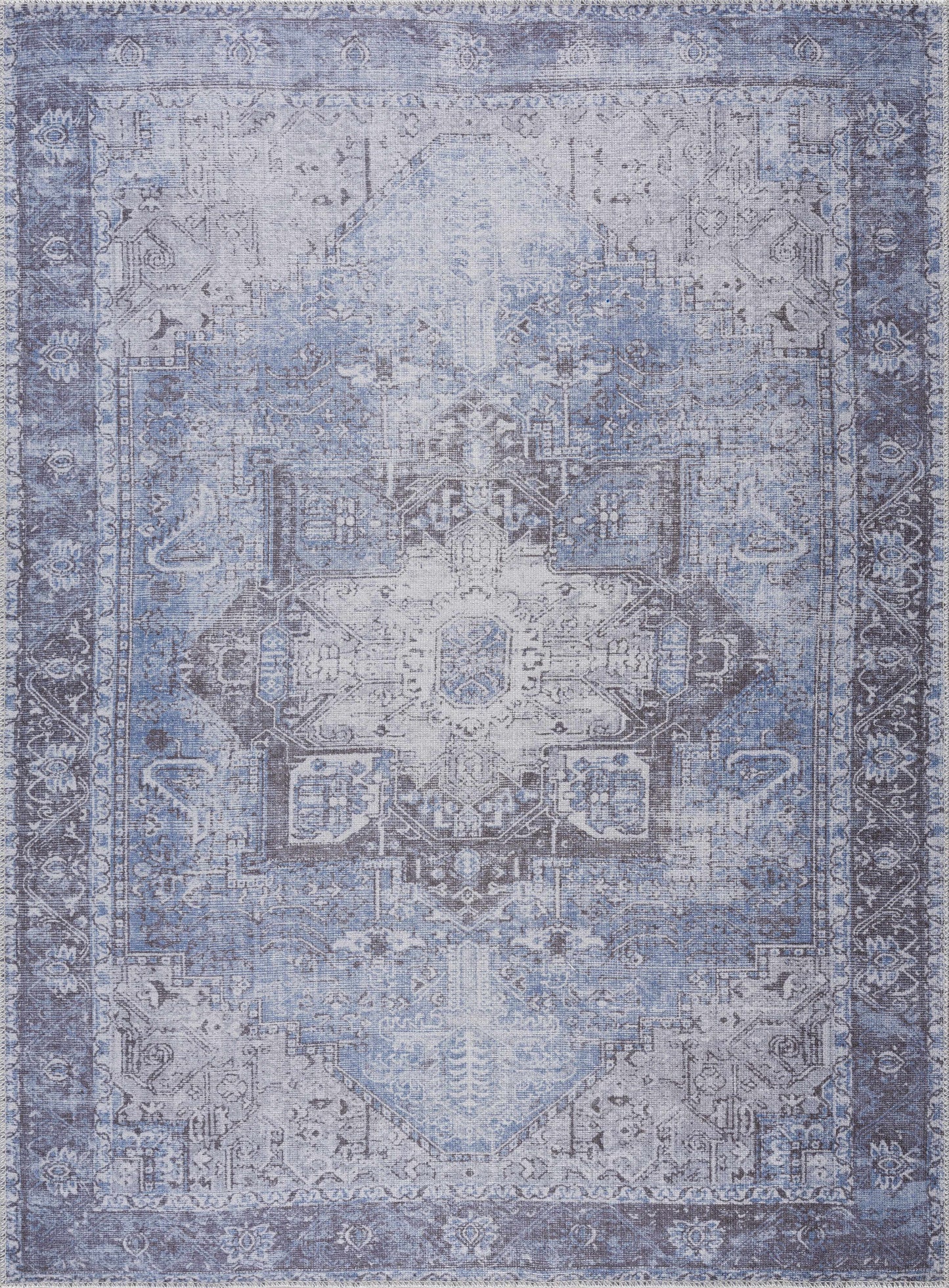 Rosman Blue Washable Area Rug - Clearance