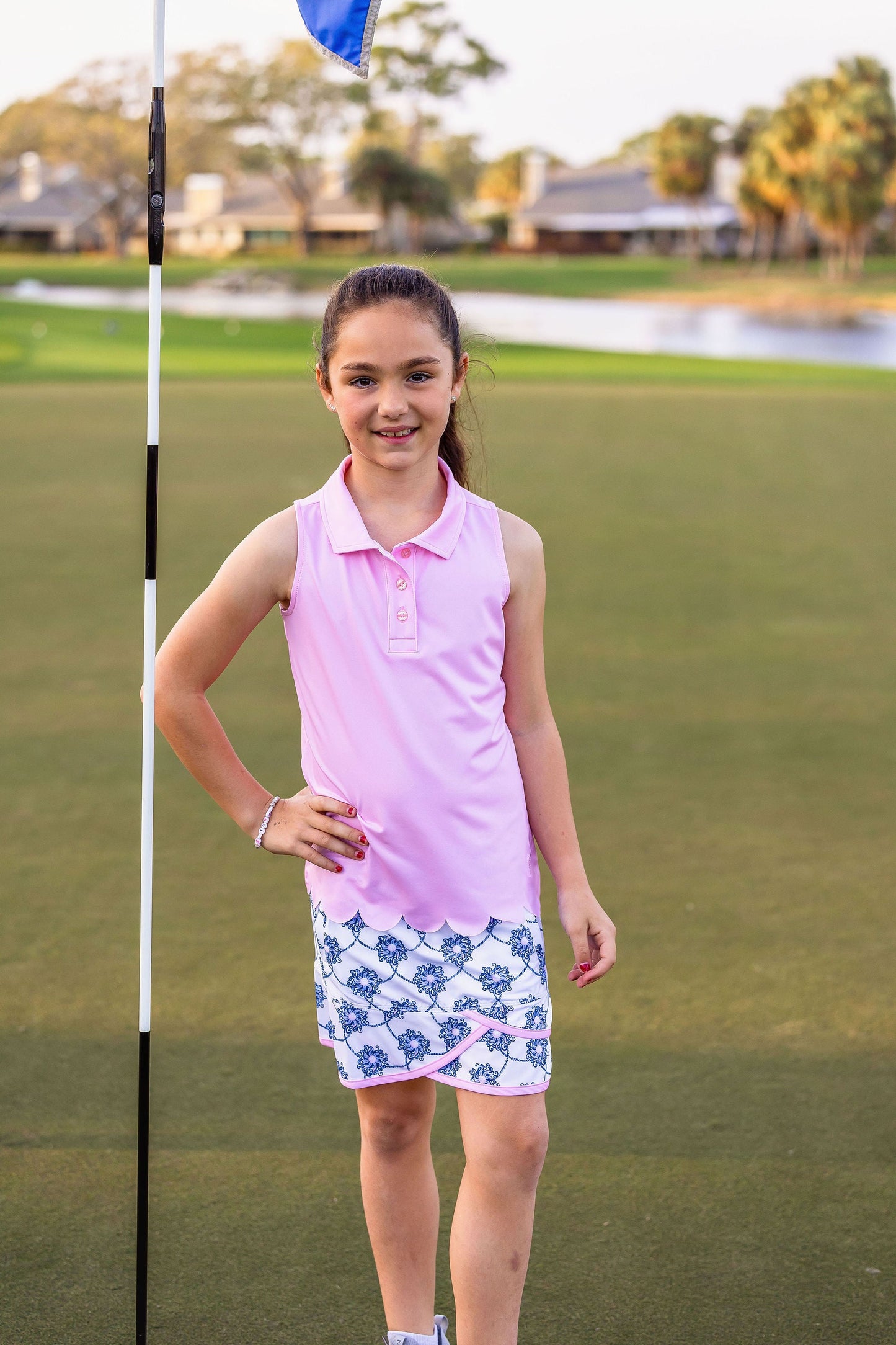 Girls Rylee Golf & Tennis Sleeveless Polo -Blush