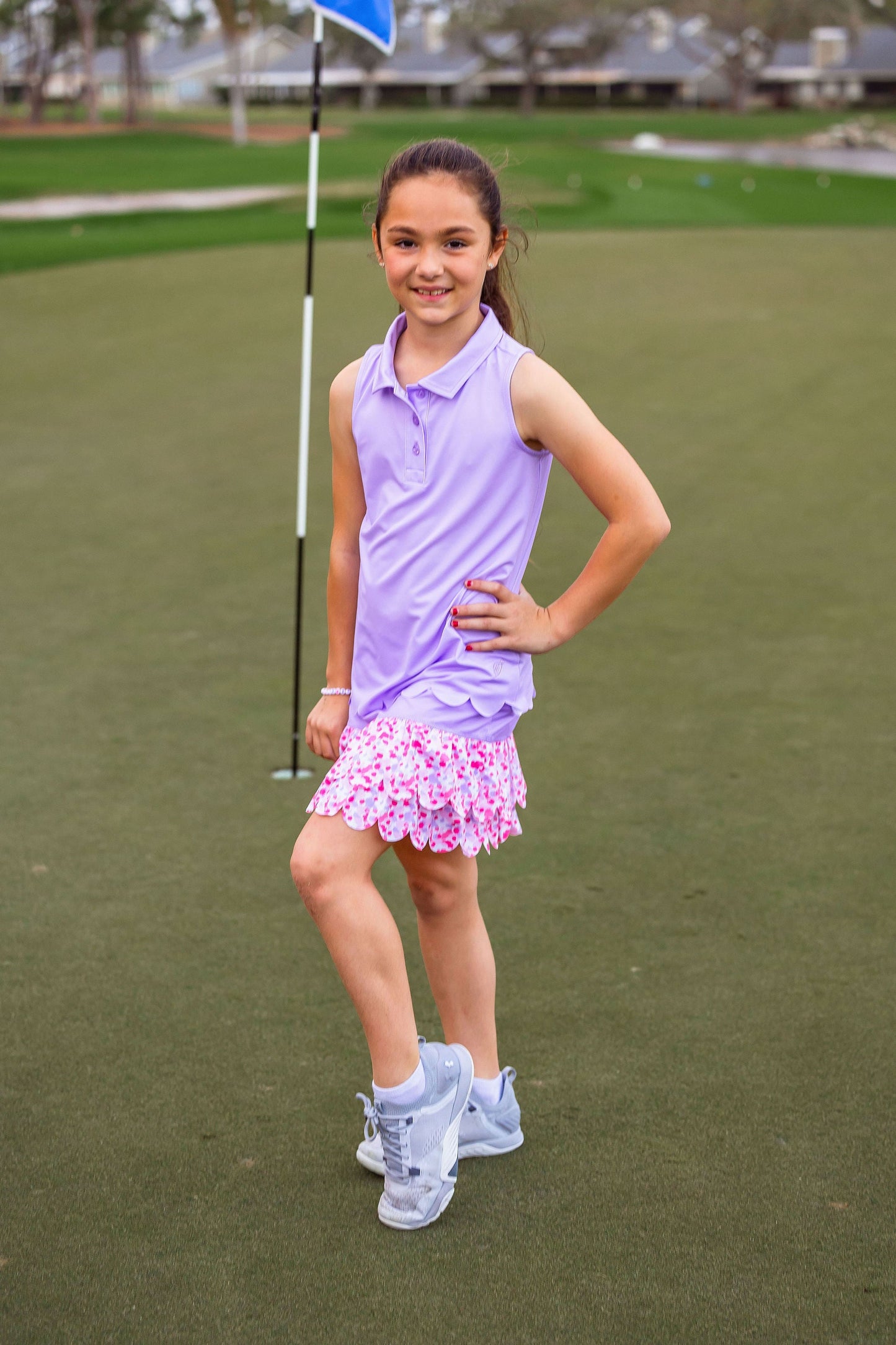 Girls Rylee Golf & Tennis Sleeveless Polo -Lavender