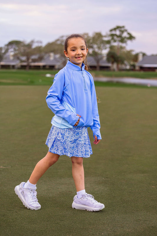 Girls Rowan 1/4 Zip Golf & Tennis Pullover  -Glacial Blue