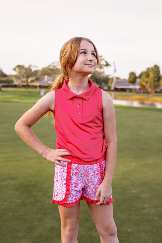 Girls Sutton Ruffle Trim Woven Golf & Tennis Shorts  -Stroke of Genius Blush