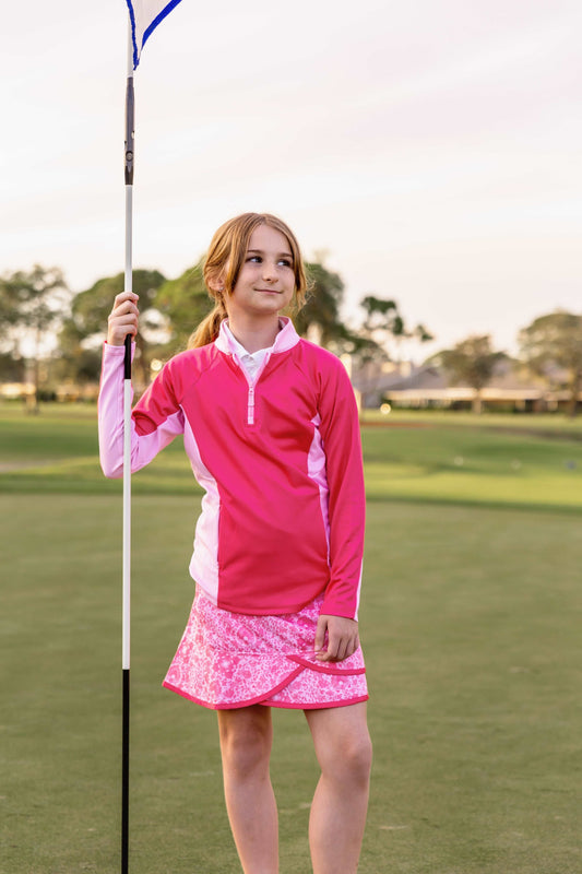 Girls Rowan 1/4 Zip Golf & Tennis Pullover  -Raspberry