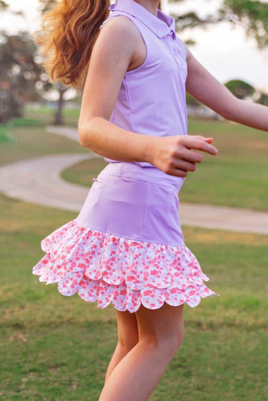 Girls Sophia Layered Hem Golf & Tennis Skort  -Stroke of Genius Blush
