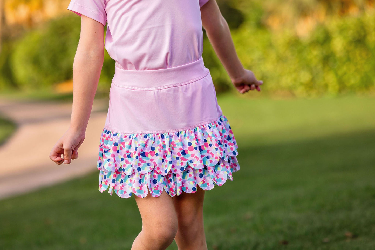 Girls Sophia Layered Hem Golf & Tennis Skort  -Stroke of Genius Multi