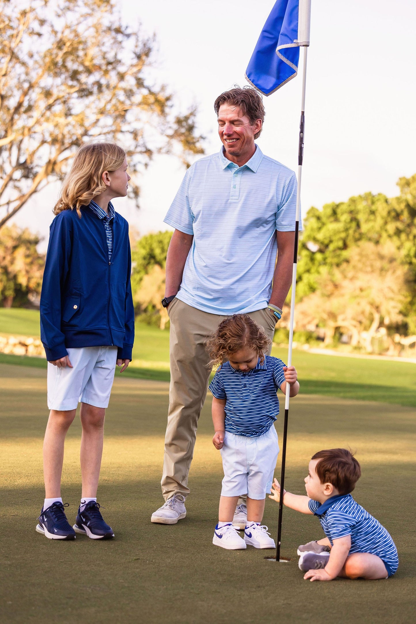 Men's Walker  Performance Polo -Sonoma Stripe Glacial Blue