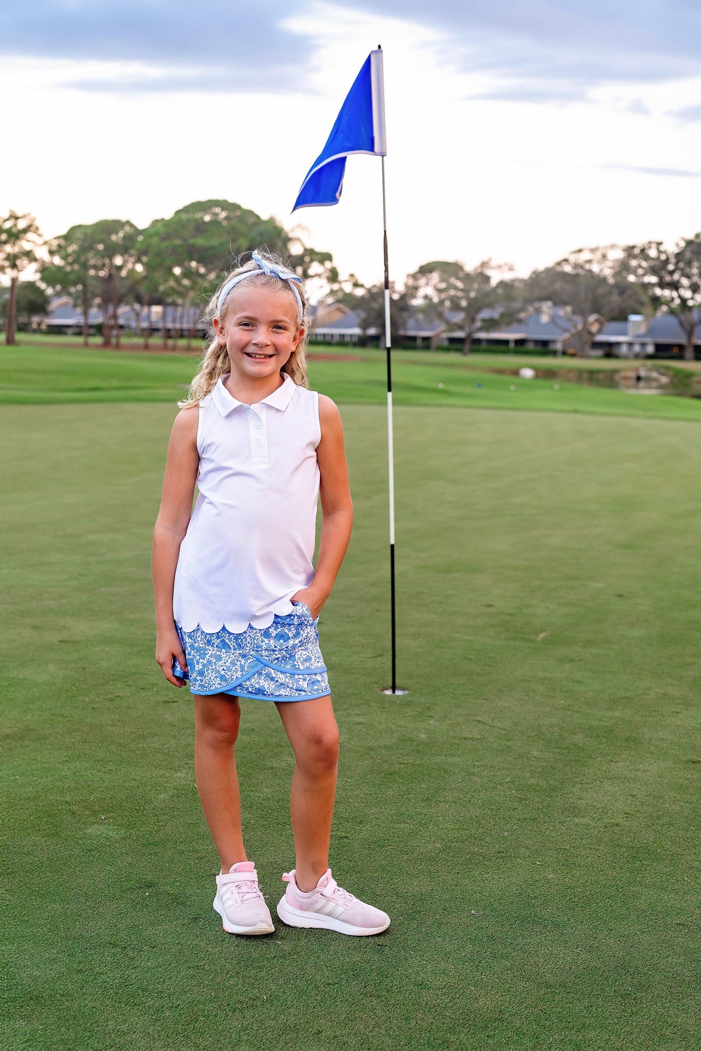 Girls Rylee Golf & Tennis Sleeveless Polo -White