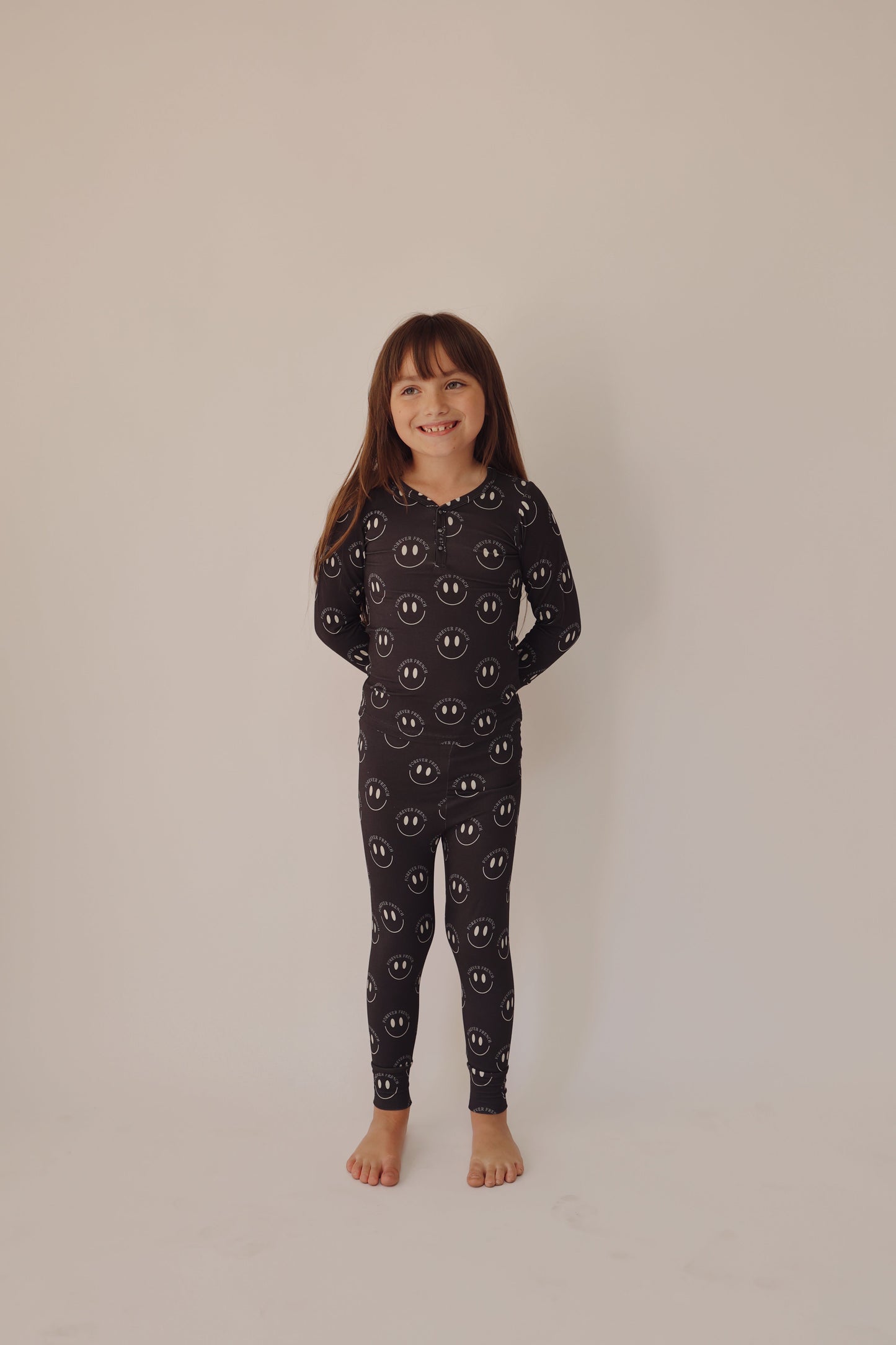 Charcoal & White FF Smile | Bamboo Two Piece Pajamas