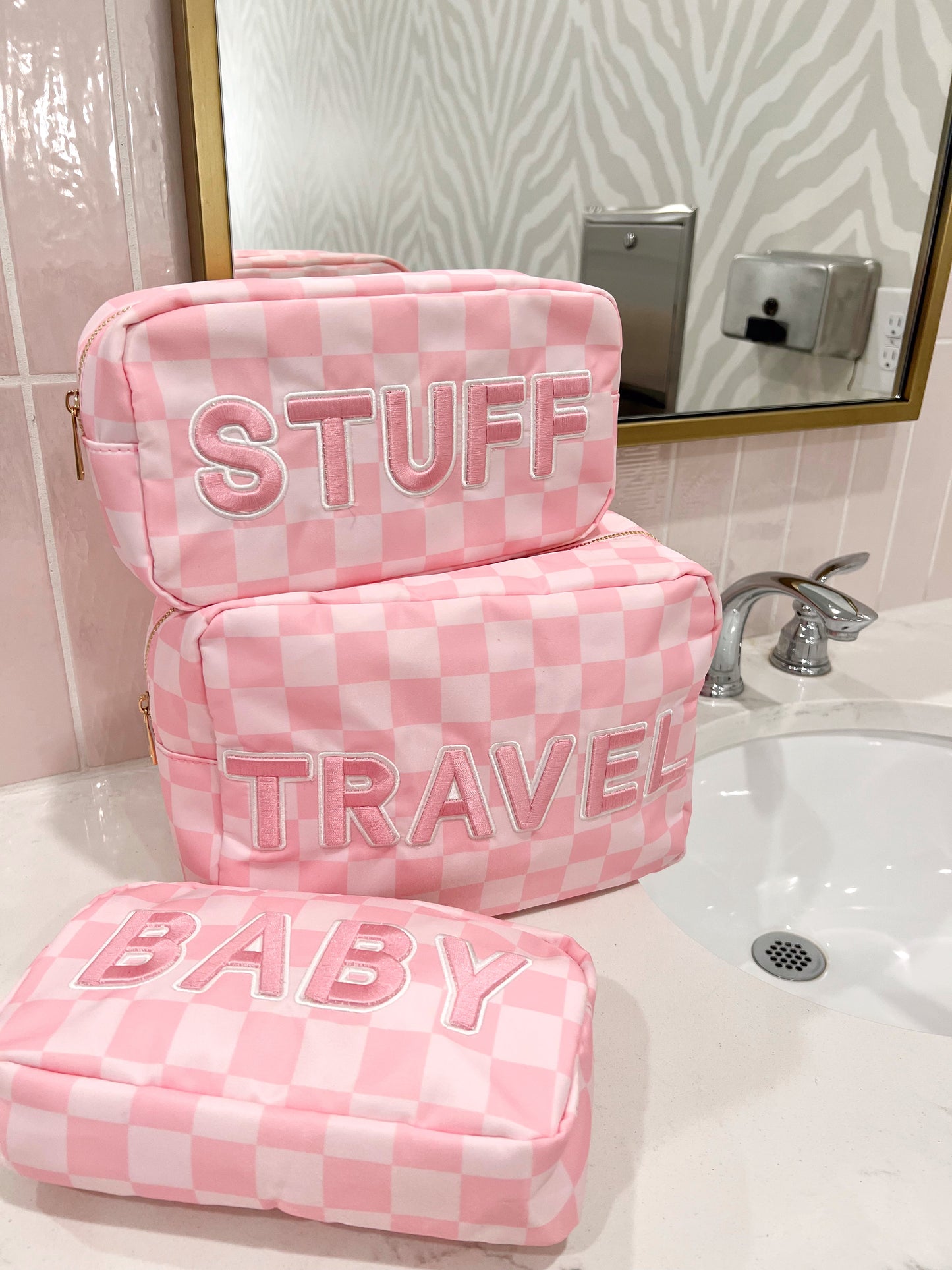 Stuff Large Bag - Pink Checkered