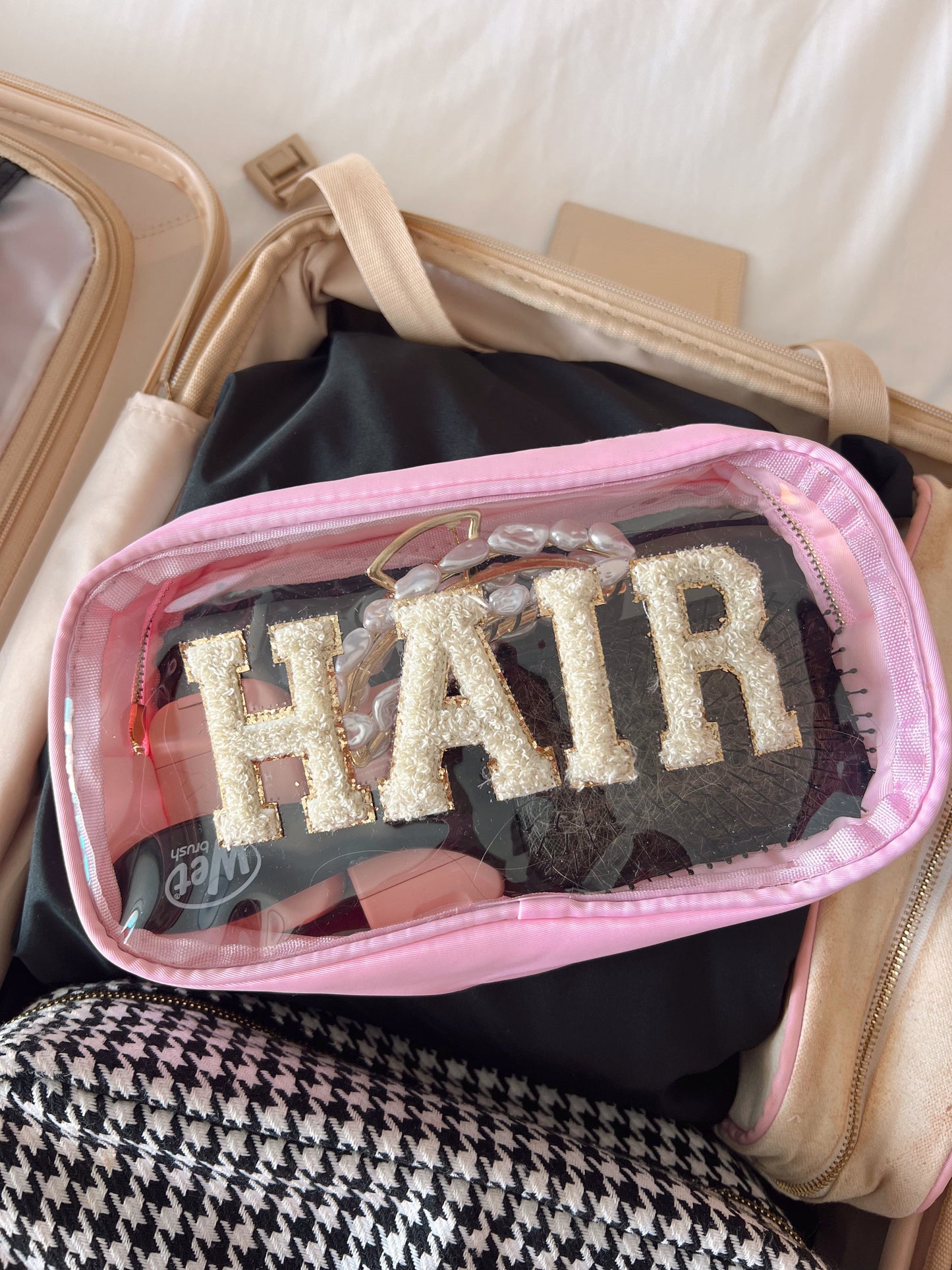 Hair - Clear Medium Pink Bag w/ Nude Patches