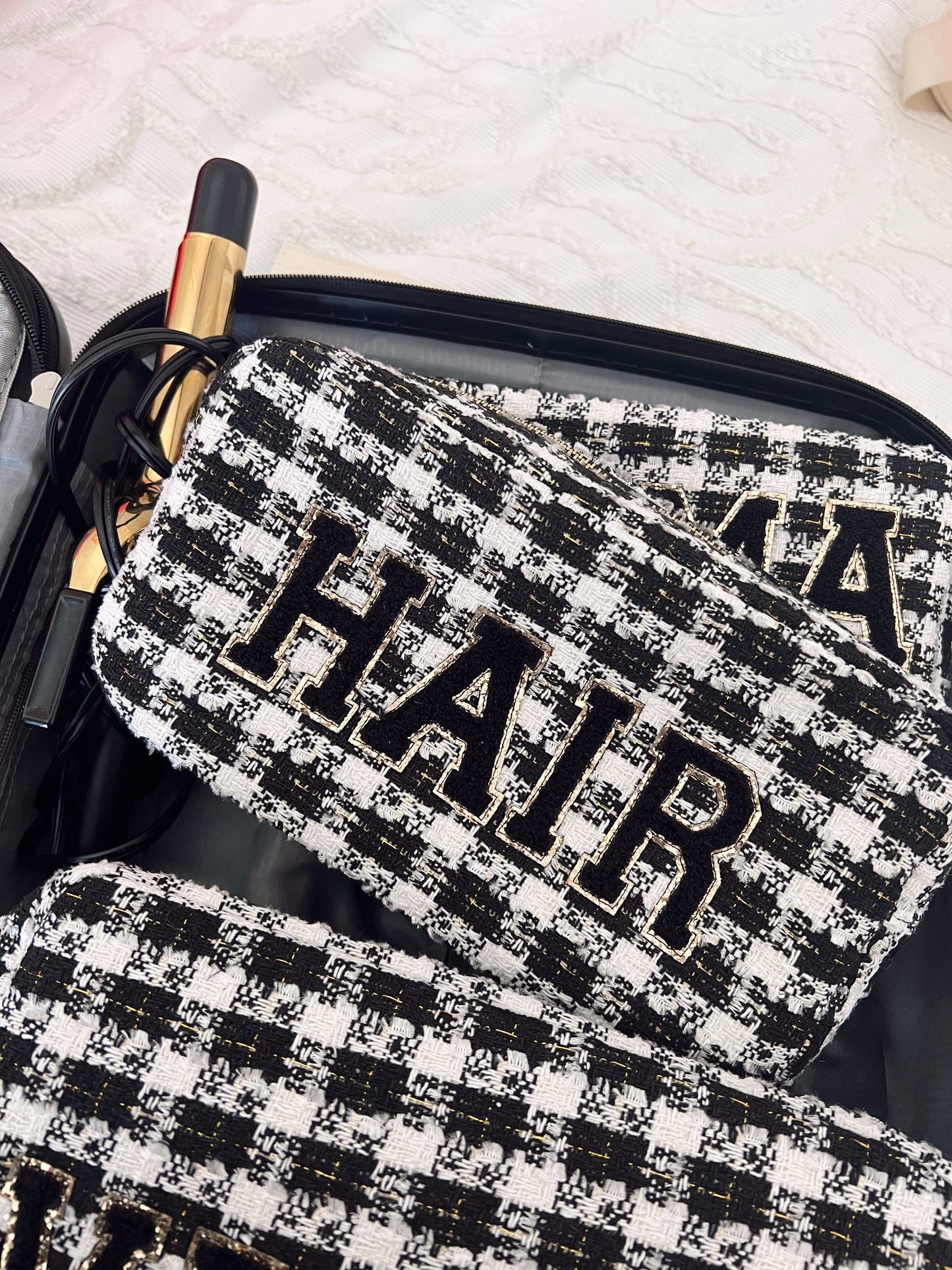 Hair Large Bag - Black Plaid