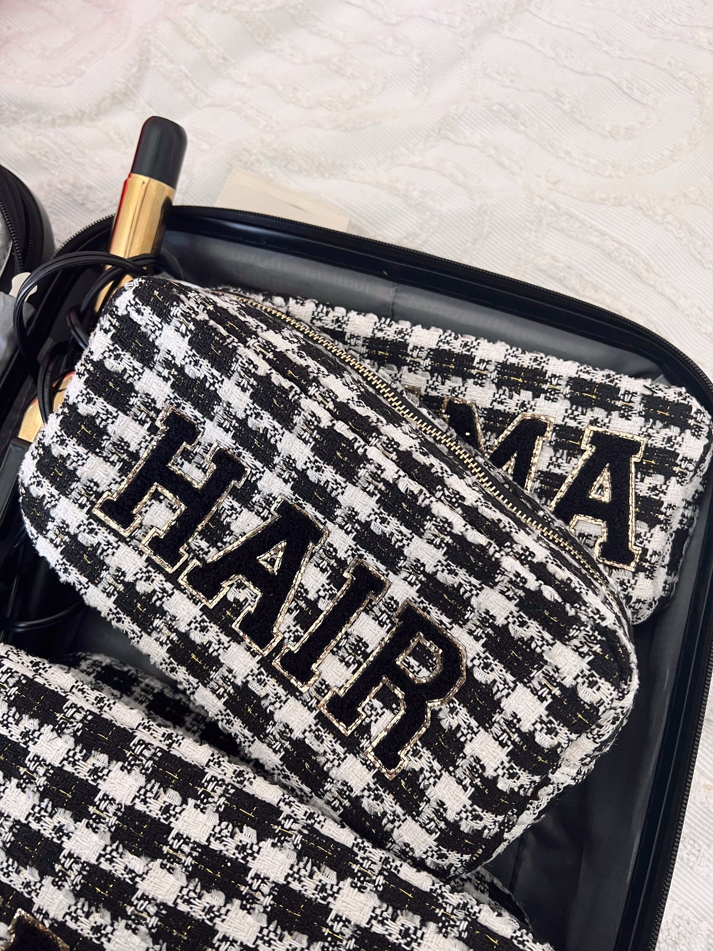 Hair Large Bag - Black Plaid