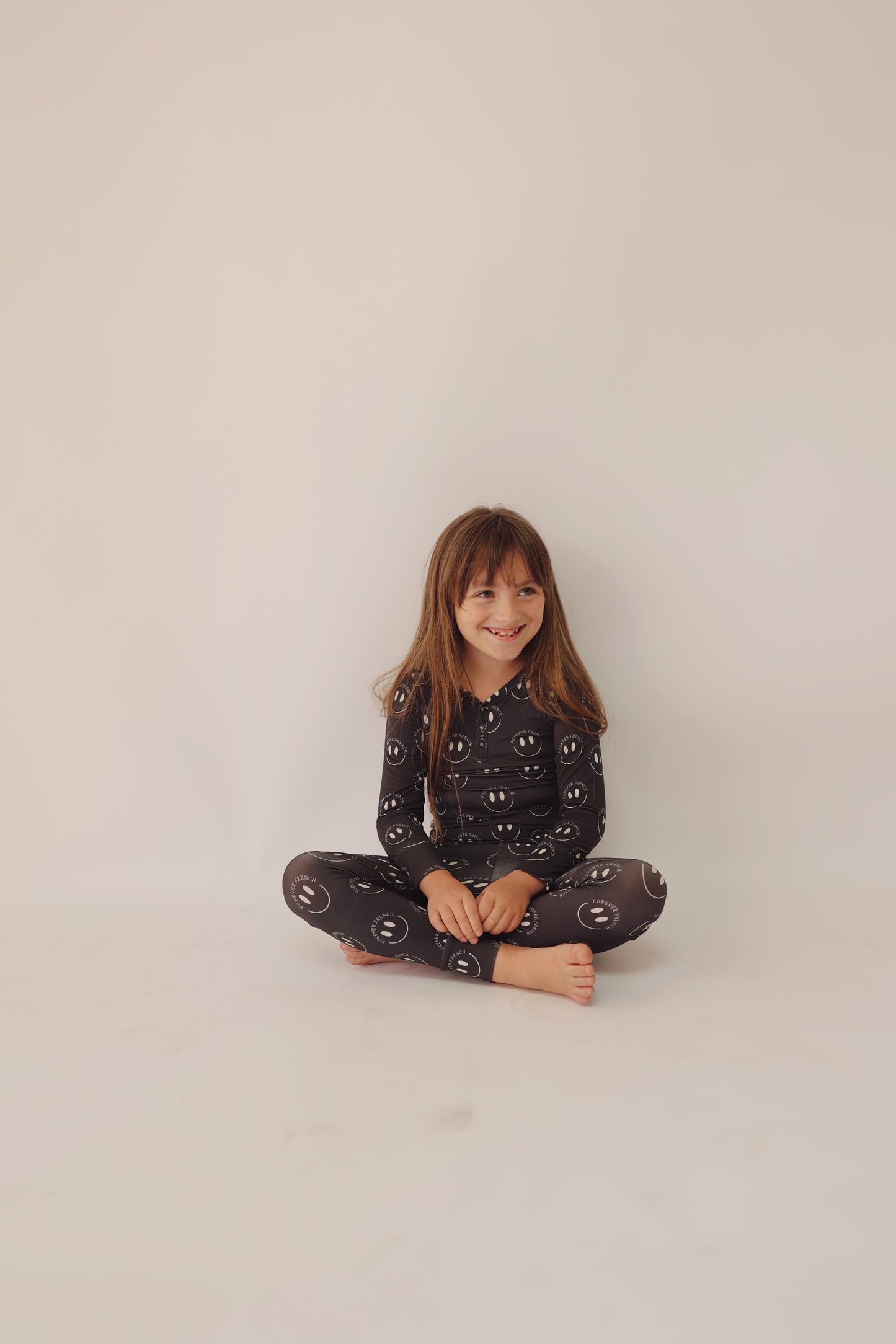 Charcoal & White FF Smile | Bamboo Two Piece Pajamas