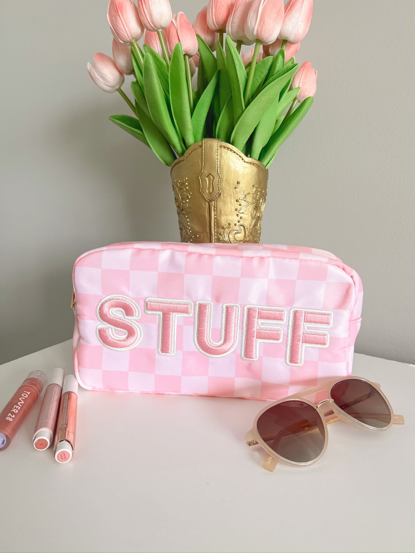 Stuff Large Bag - Pink Checkered