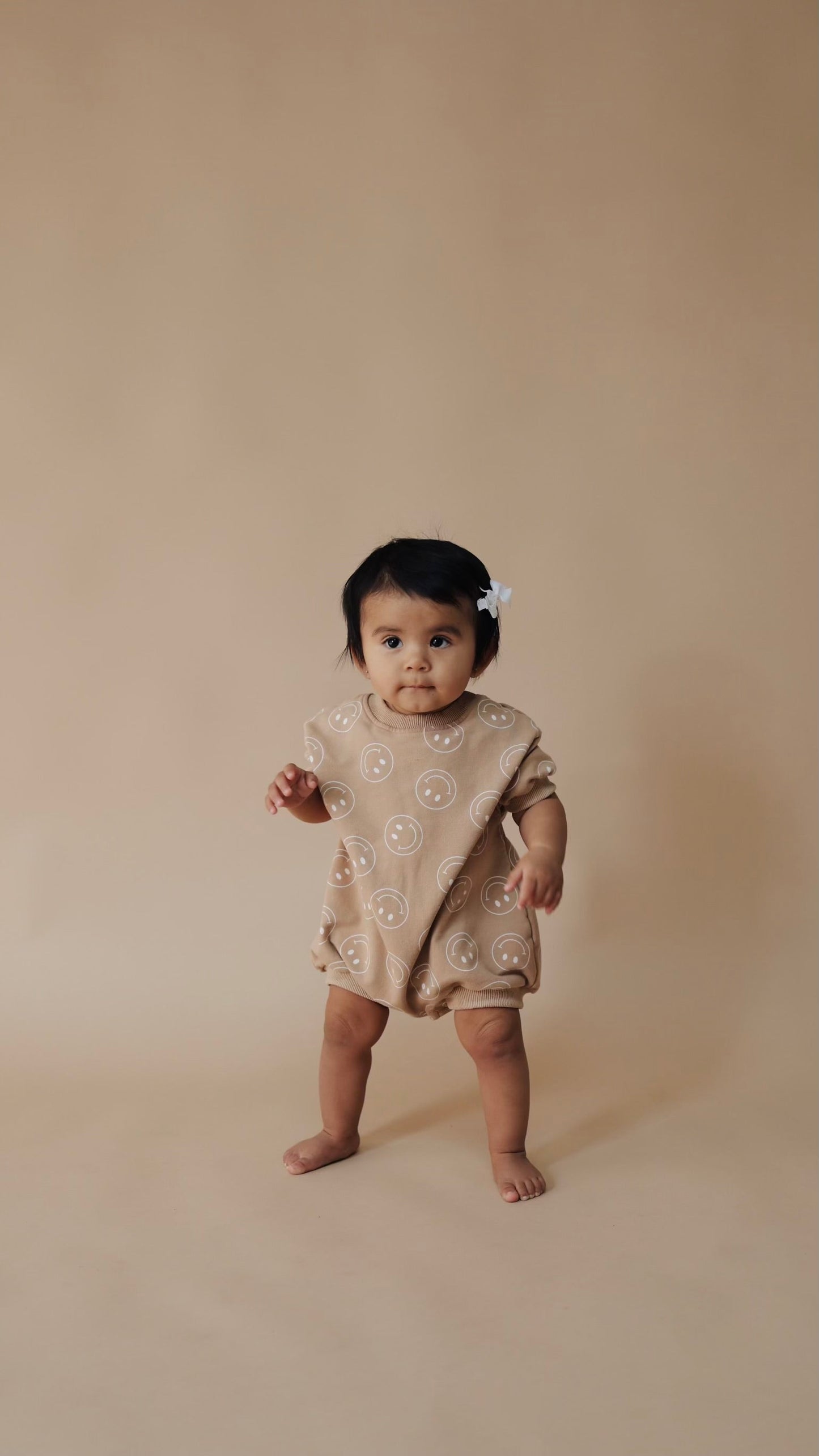 Just Smile  Tan | Short Sleeve Romper