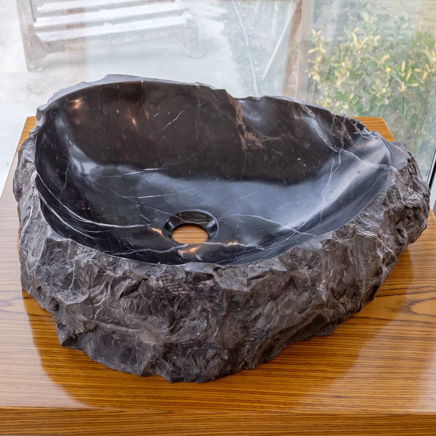 Toros Black Marble Natural Stone Vessel Sink (W)17" (L)17" (H)5"