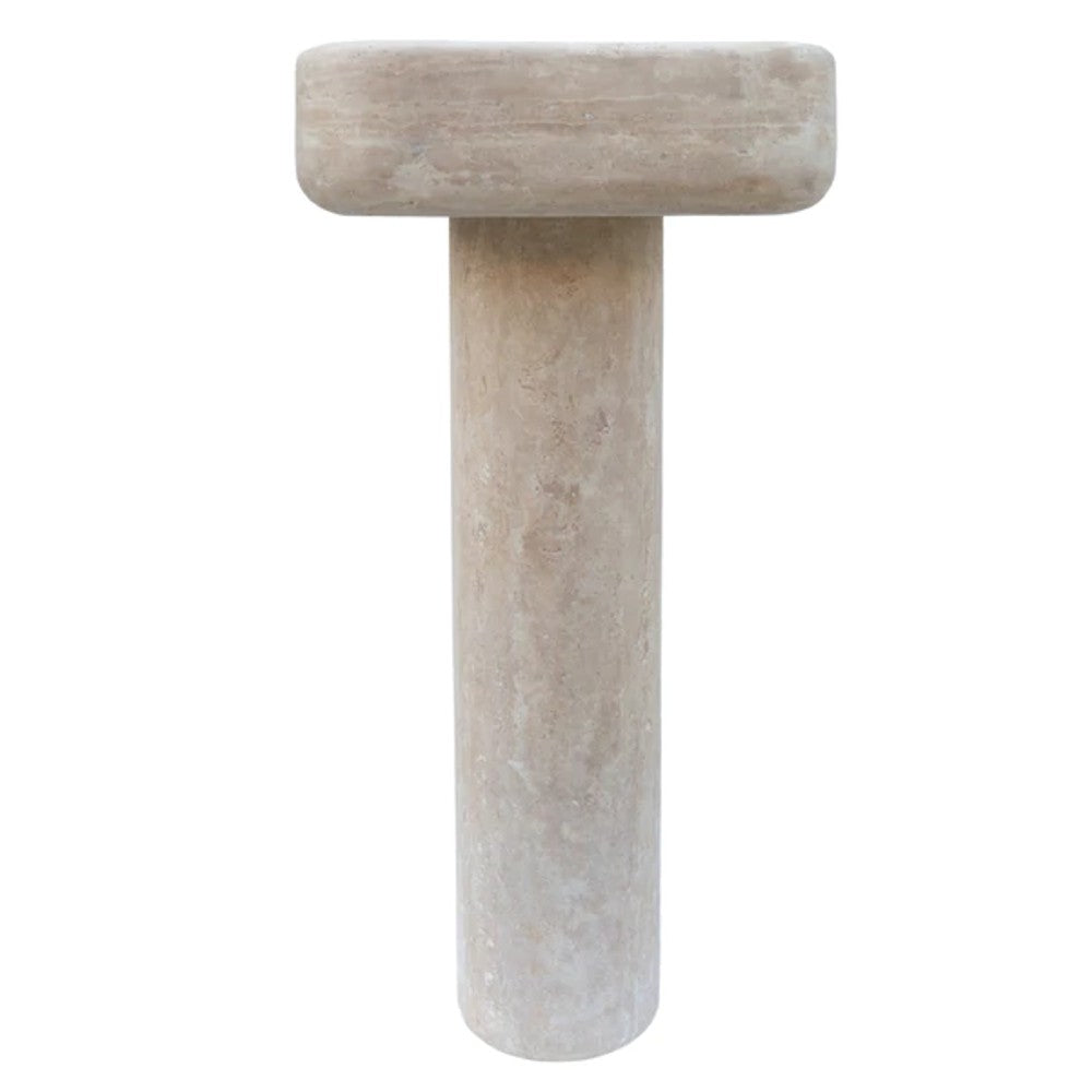 Troia Light Travertine Pedestal Stand-alone Sink Honed and Filled (W)15" (L)16" (H)33.5"