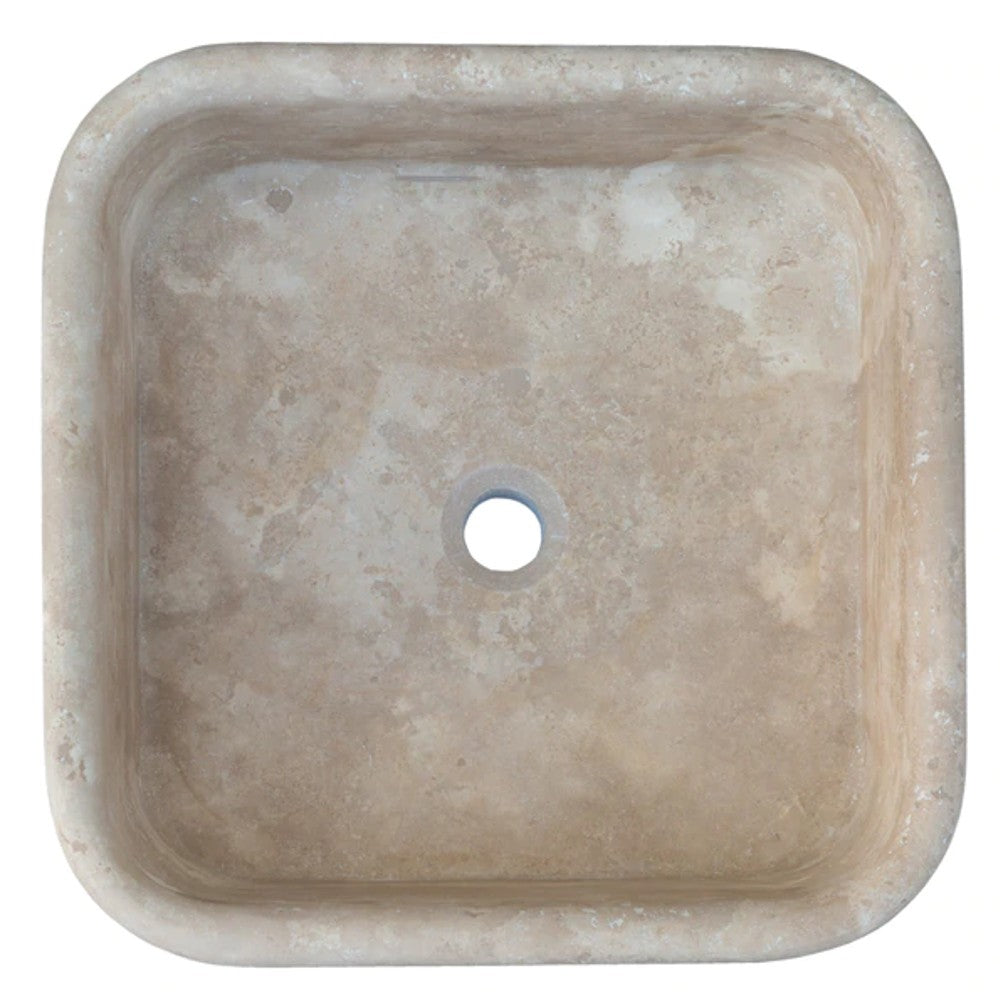 Troia Light Travertine Pedestal Stand-alone Sink Honed and Filled (W)15" (L)16" (H)33.5"