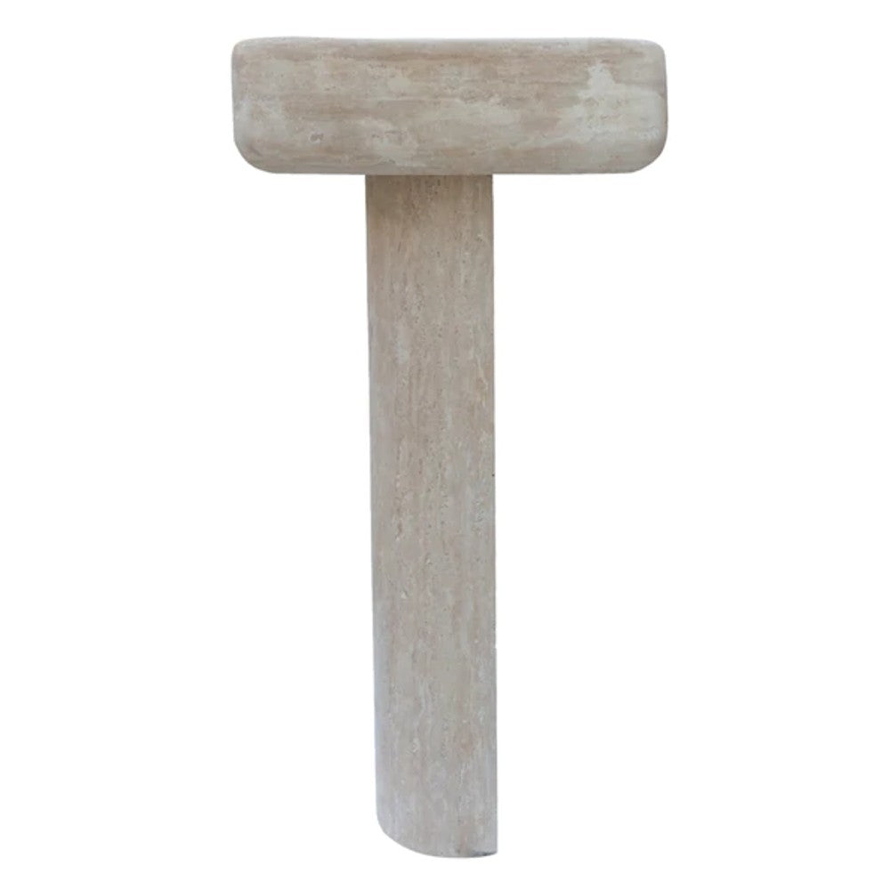 Troia Light Travertine Pedestal Stand-alone Sink Honed and Filled (W)15" (L)16" (H)33.5"