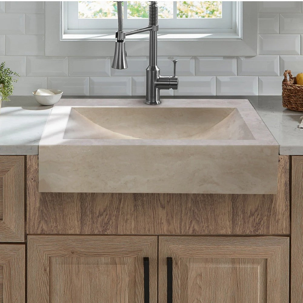 Troia Light Travertine Rectangular Sink Honed and Filled (W)18" (L)21.4 (H)4"