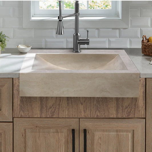 Troia Light Travertine Rectangular Sink Honed and Filled (W)18" (L)21.4 (H)4"