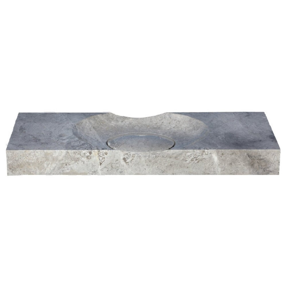 Tundra Grey Marble Rectangular Vessel Sink Honed (W)18" (L)40" (H)4"