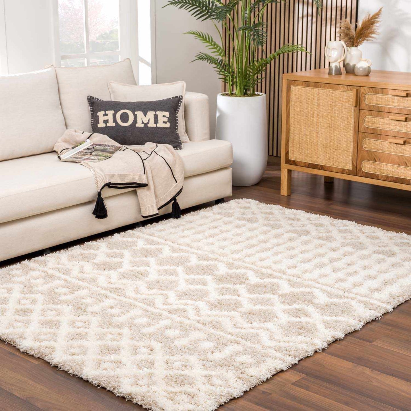 Prompton Cream Plush Area Rug