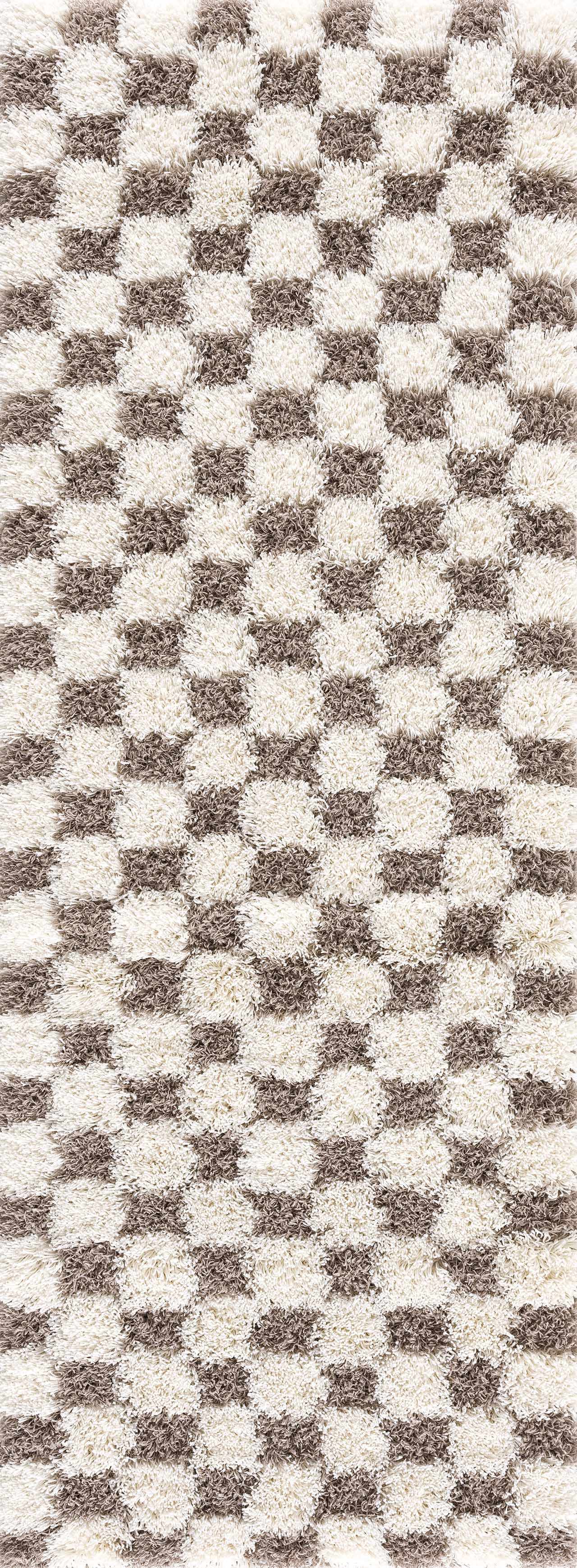 Atira Brown Checkered Area Rug