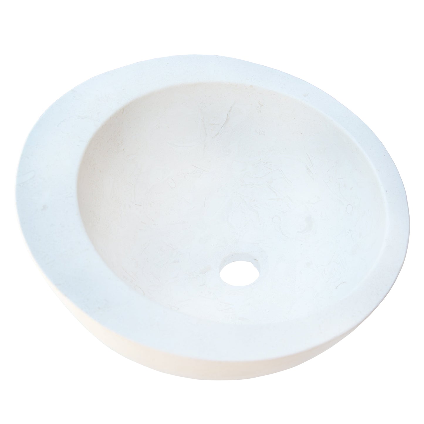 White Fossil Limestone Natural Stone Sloped Rim Vessel Sink