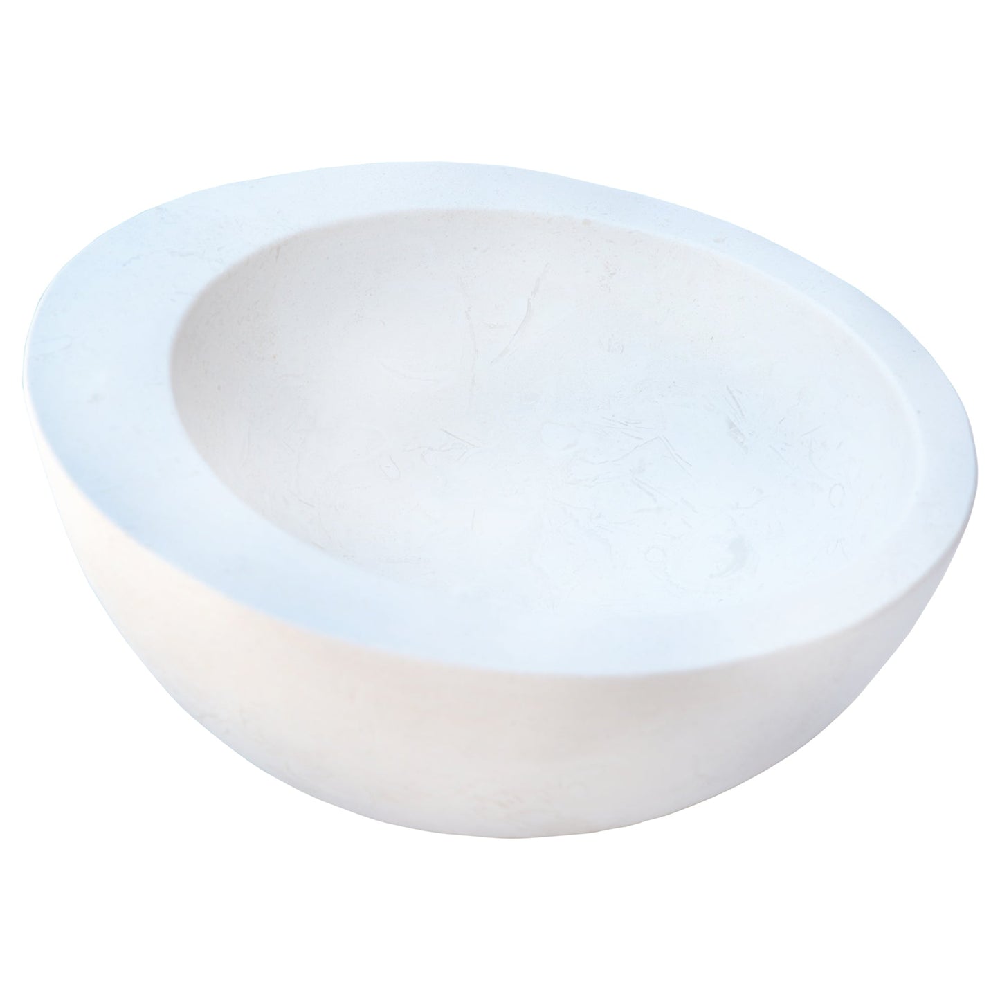 White Fossil Limestone Natural Stone Sloped Rim Vessel Sink