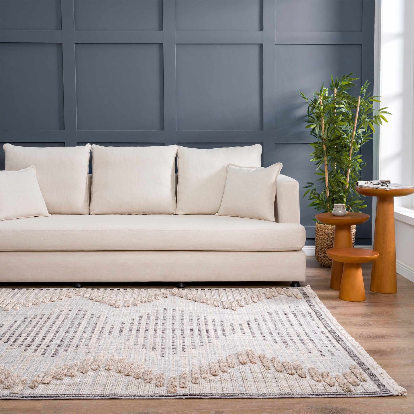 Maulawin Cream High-Low Area Rug