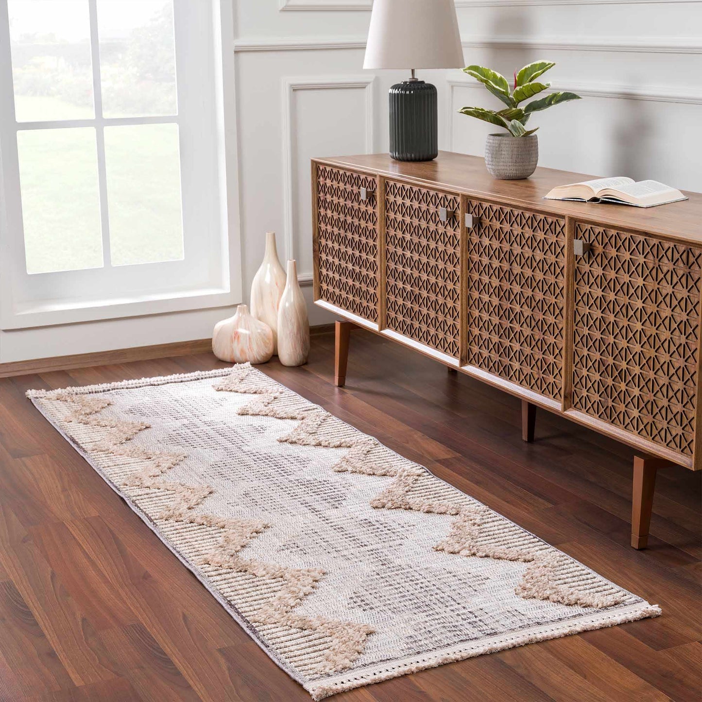 Maulawin Cream High-Low Area Rug