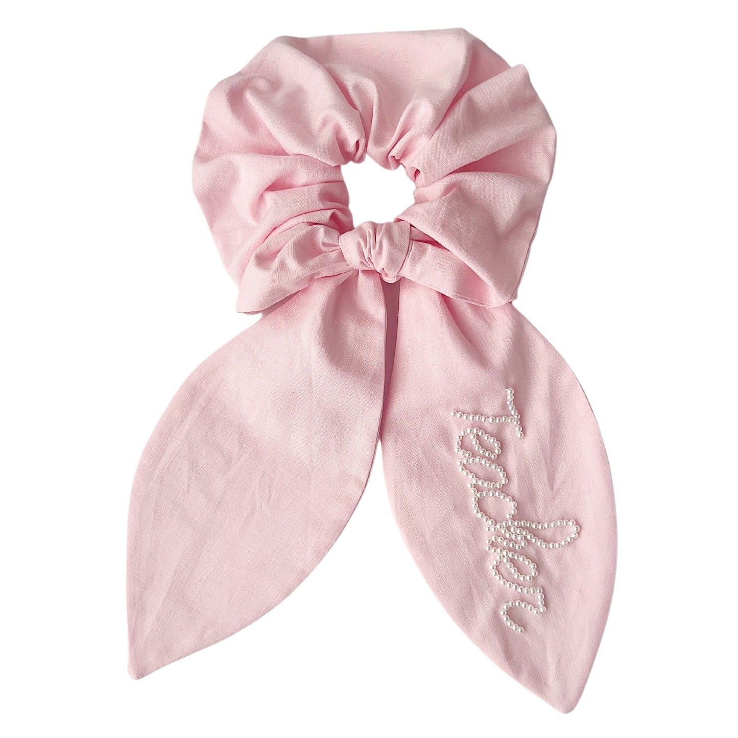 Pink Cotton Pearl Scrunchie