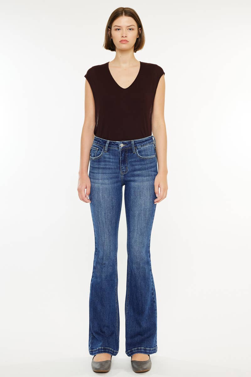 Kan Can USA - PETITE OPEN PACK  MID RISE FLARE JEANS-KC20041M-PT