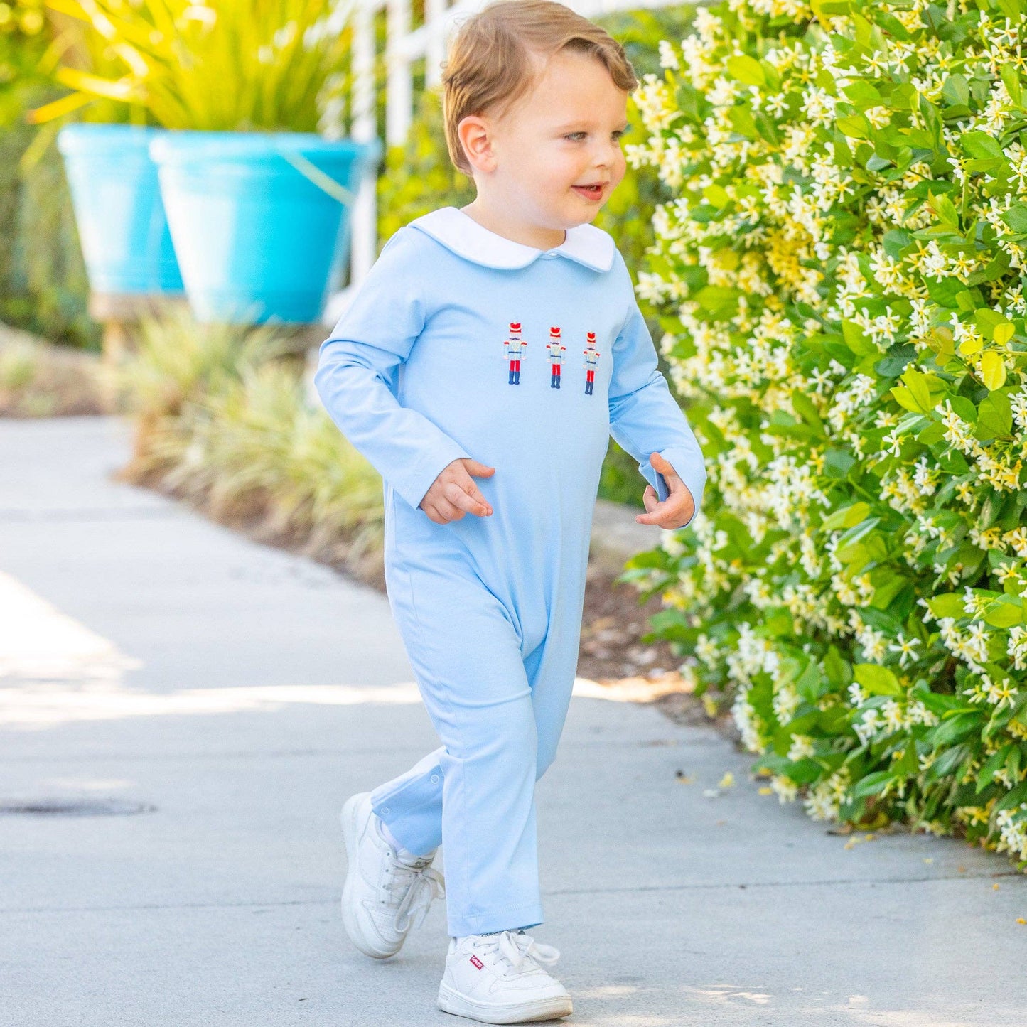 Shrimp and Grits Kids - Boys Collar Romper - Nutcracker