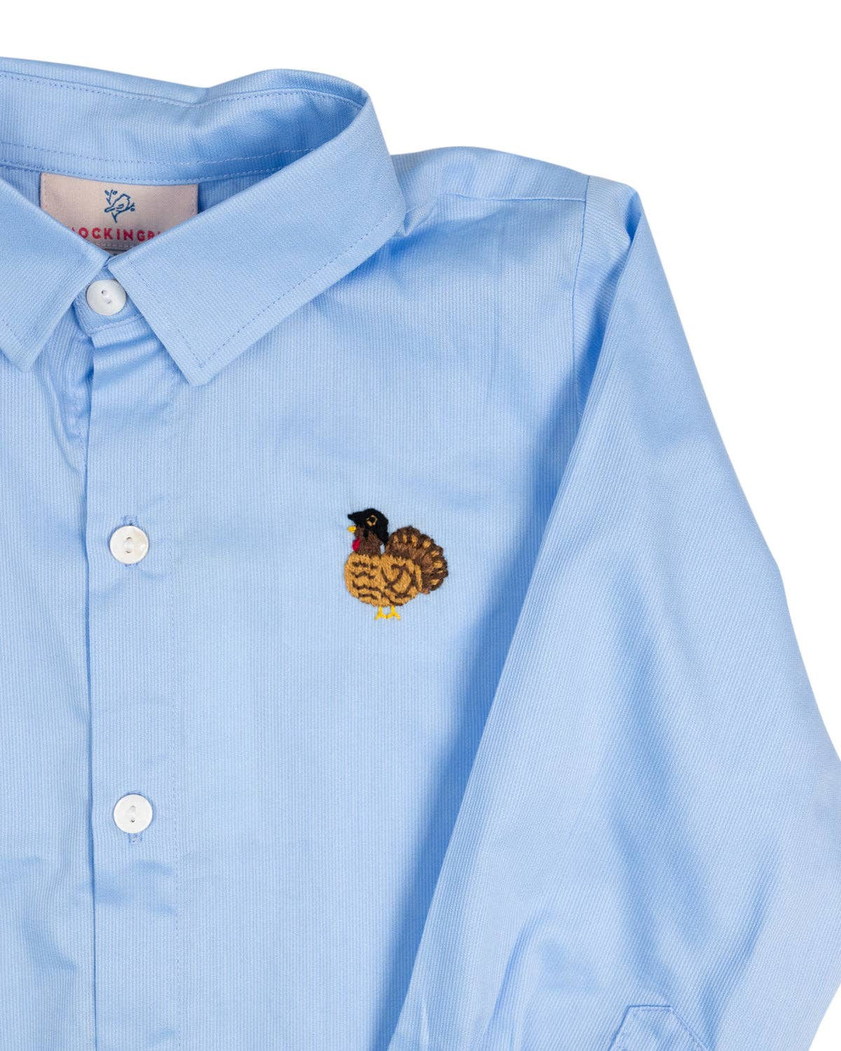 Smockingbird - Light Blue Hand Embroidered Turkey Shirt