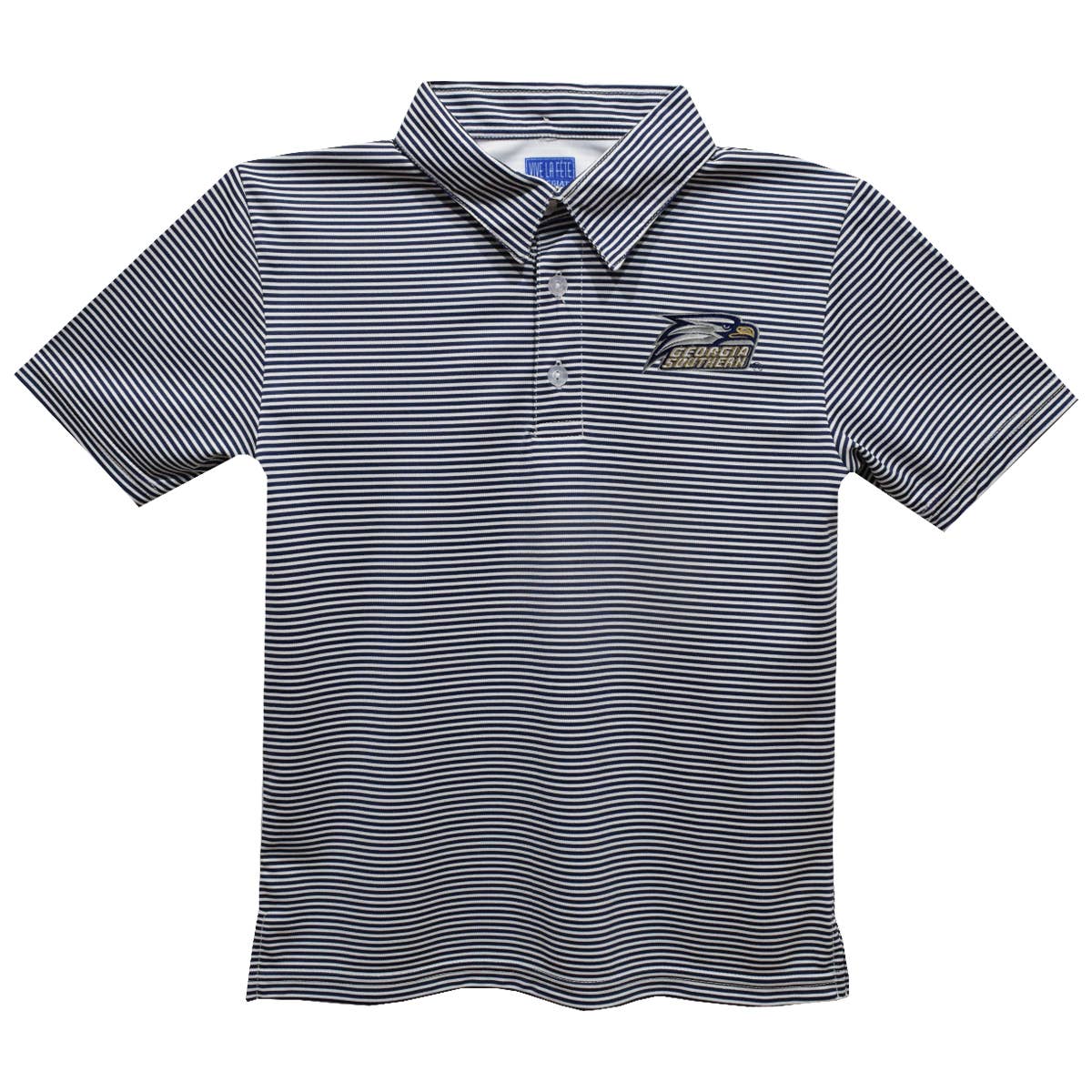 Vive La Fete - Georgia Southern Eagles Embroidered Navy Stripes Polo Shirt