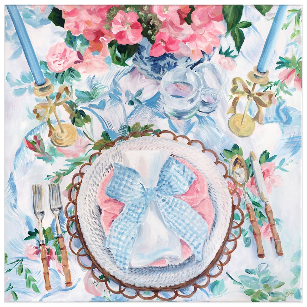 Blue Gingham, a fine art print on paper