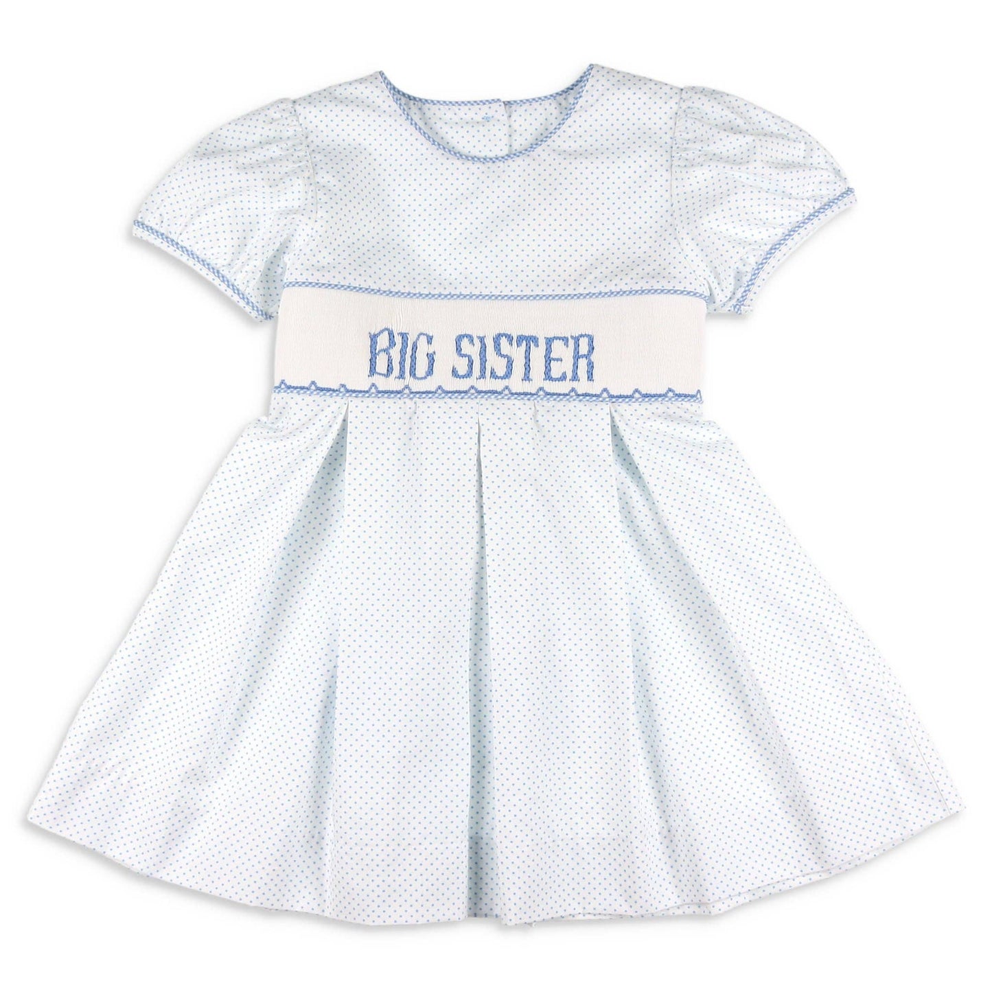 Shrimp and Grits Kids - Girls Smocked Dress - Big Sister Blue