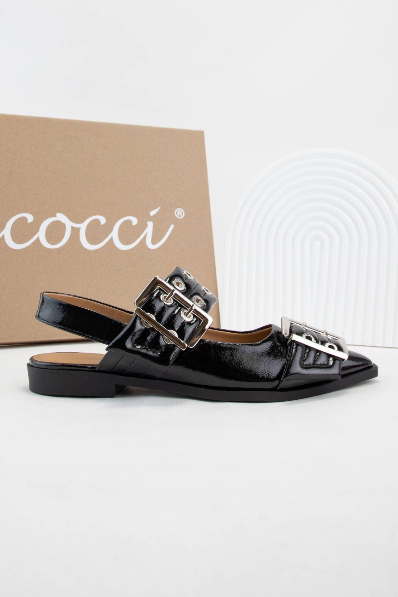 CCOCCI - GRILLO PADDED EYELET BELT STRAP SLINGBACK FLATS