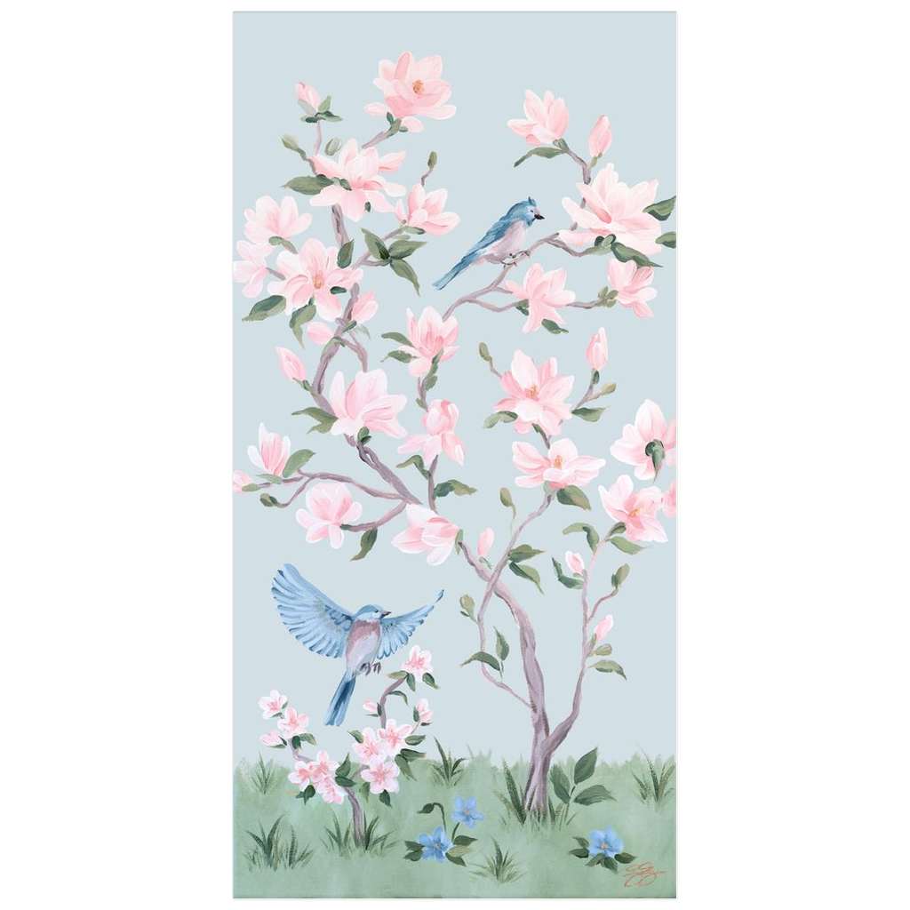 May, a blue chinoiserie fine art print on paper