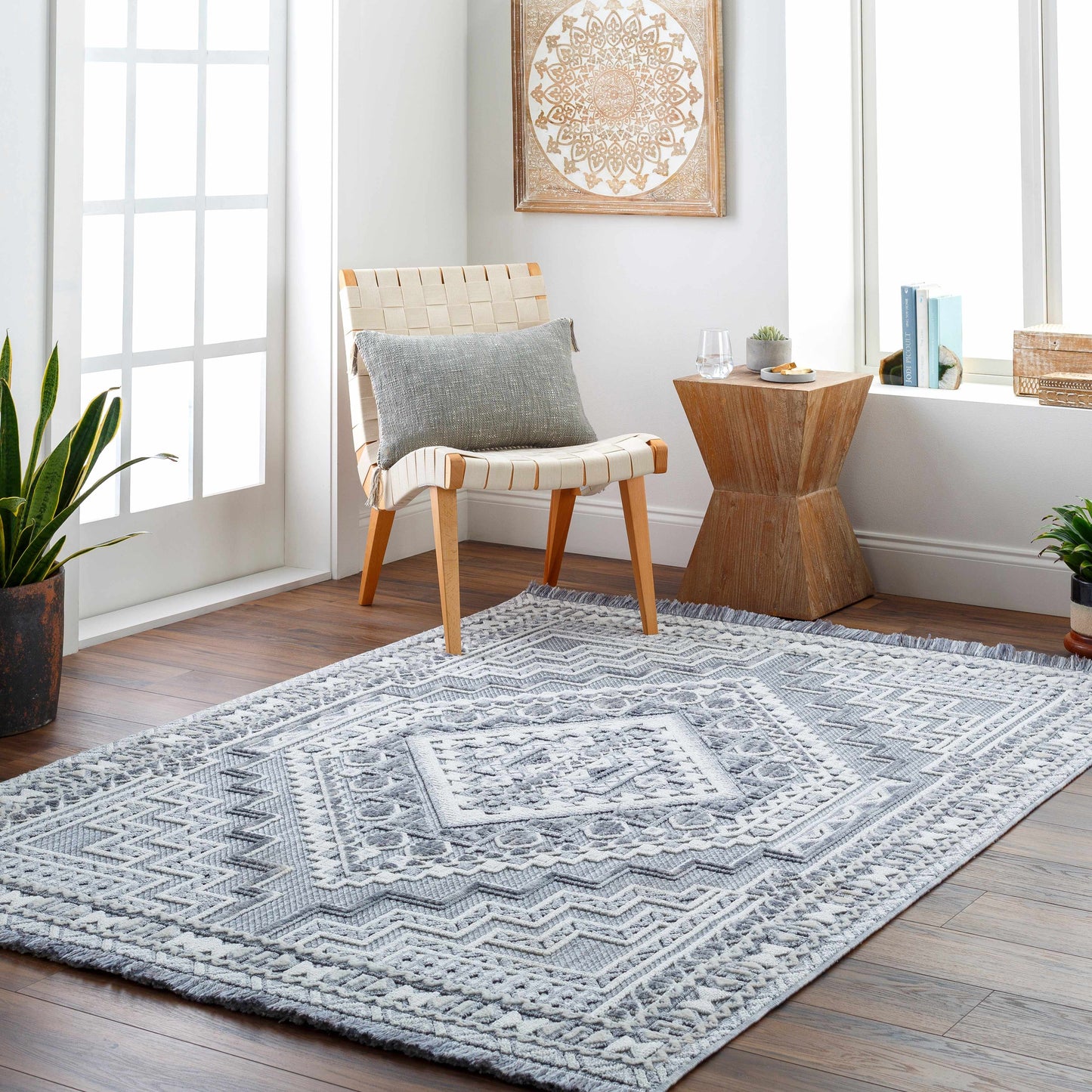 Alya Textured Medallion Fringe Rug - Limited Edition