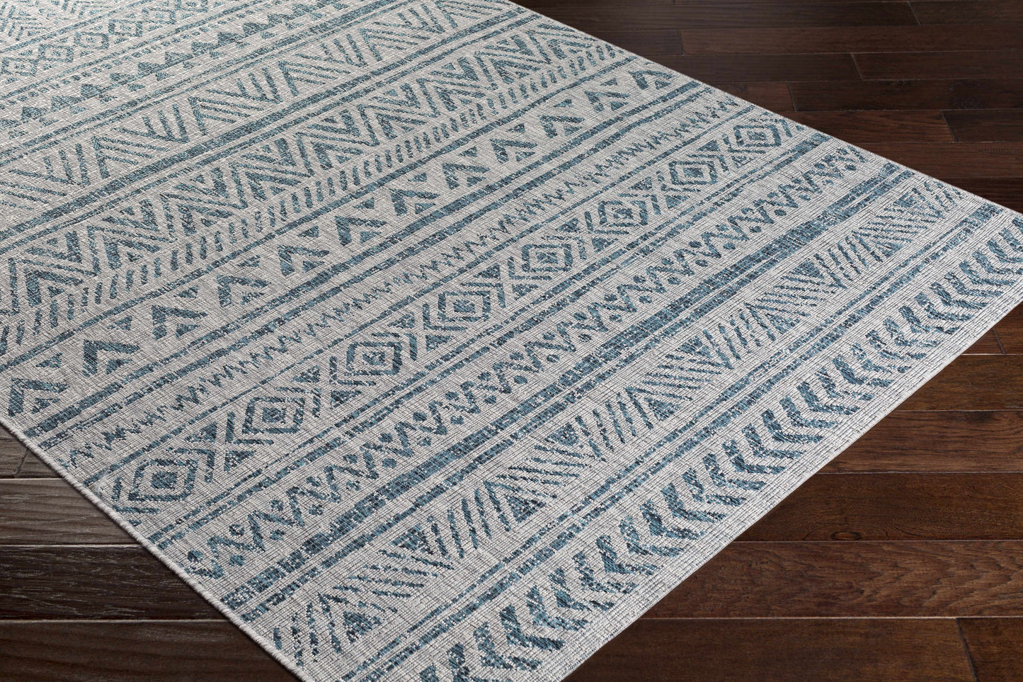 Novato Aqua All Over Pattern Performance Rug