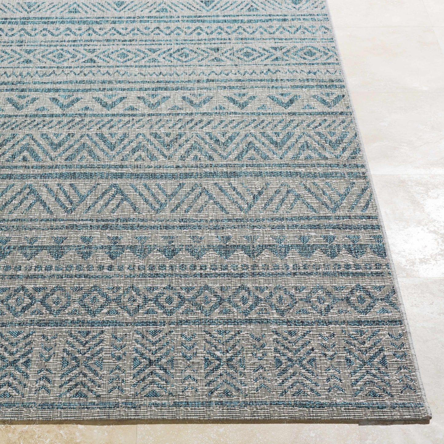 Novato Aqua All Over Pattern Performance Rug