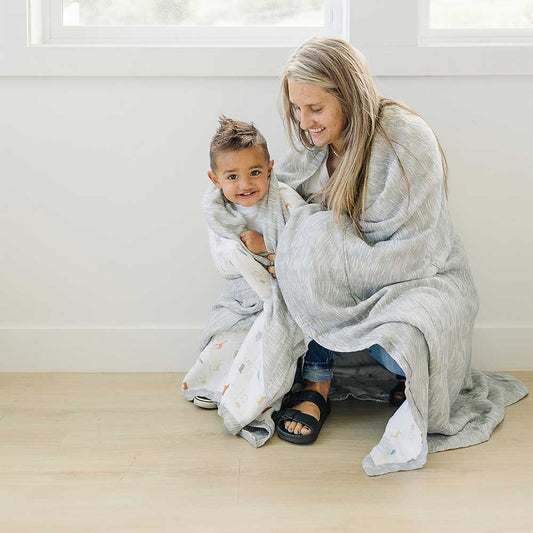 Animal Alphabet + Grey Crayon Oh So Soft Muslin Super Snuggle Blanket