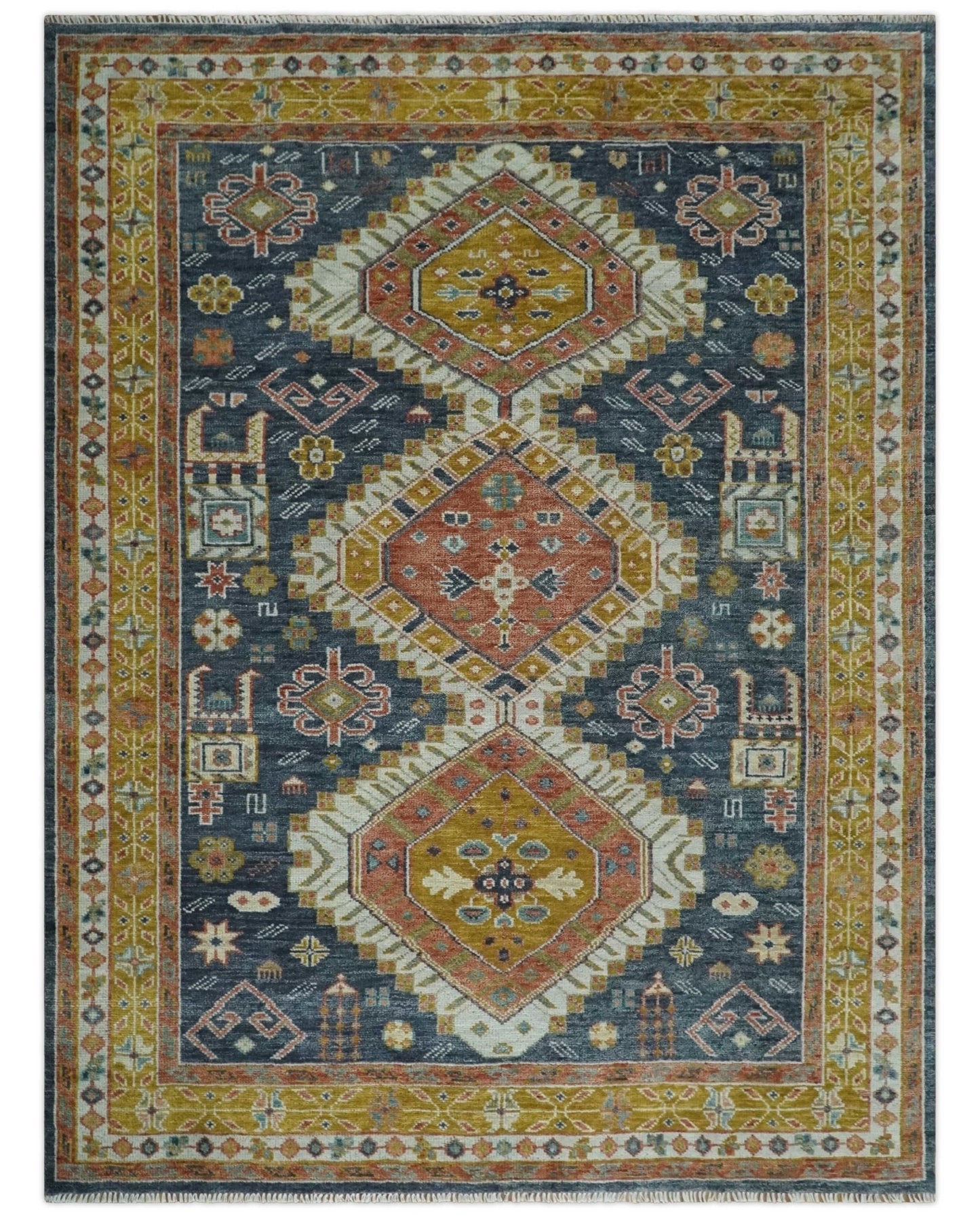 Antique 9x12 Rust, Gold and Gray Oriental Traditional Persian Area Rug | TRDCP1087912S