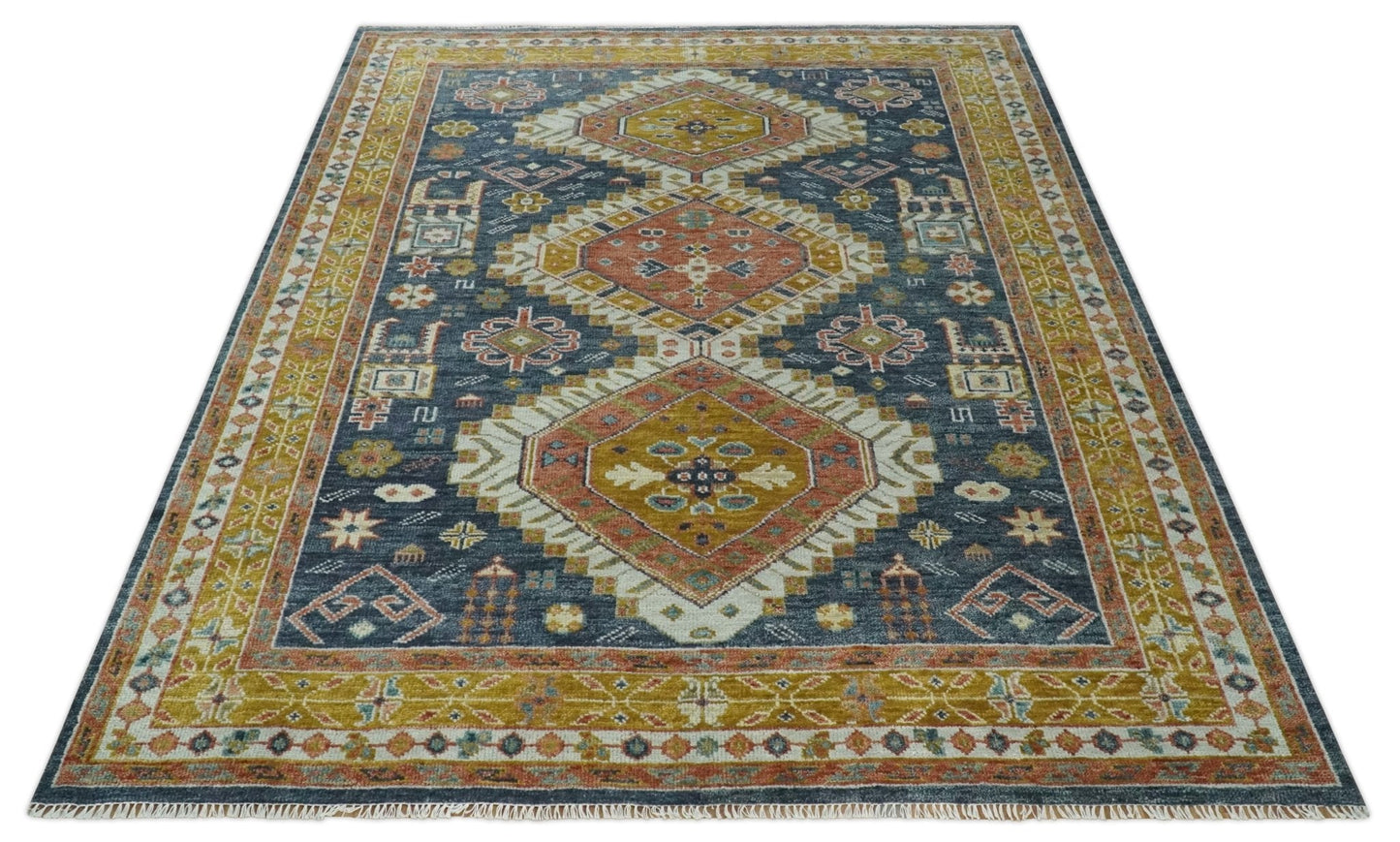 Antique 9x12 Rust, Gold and Gray Oriental Traditional Persian Area Rug | TRDCP1087912S